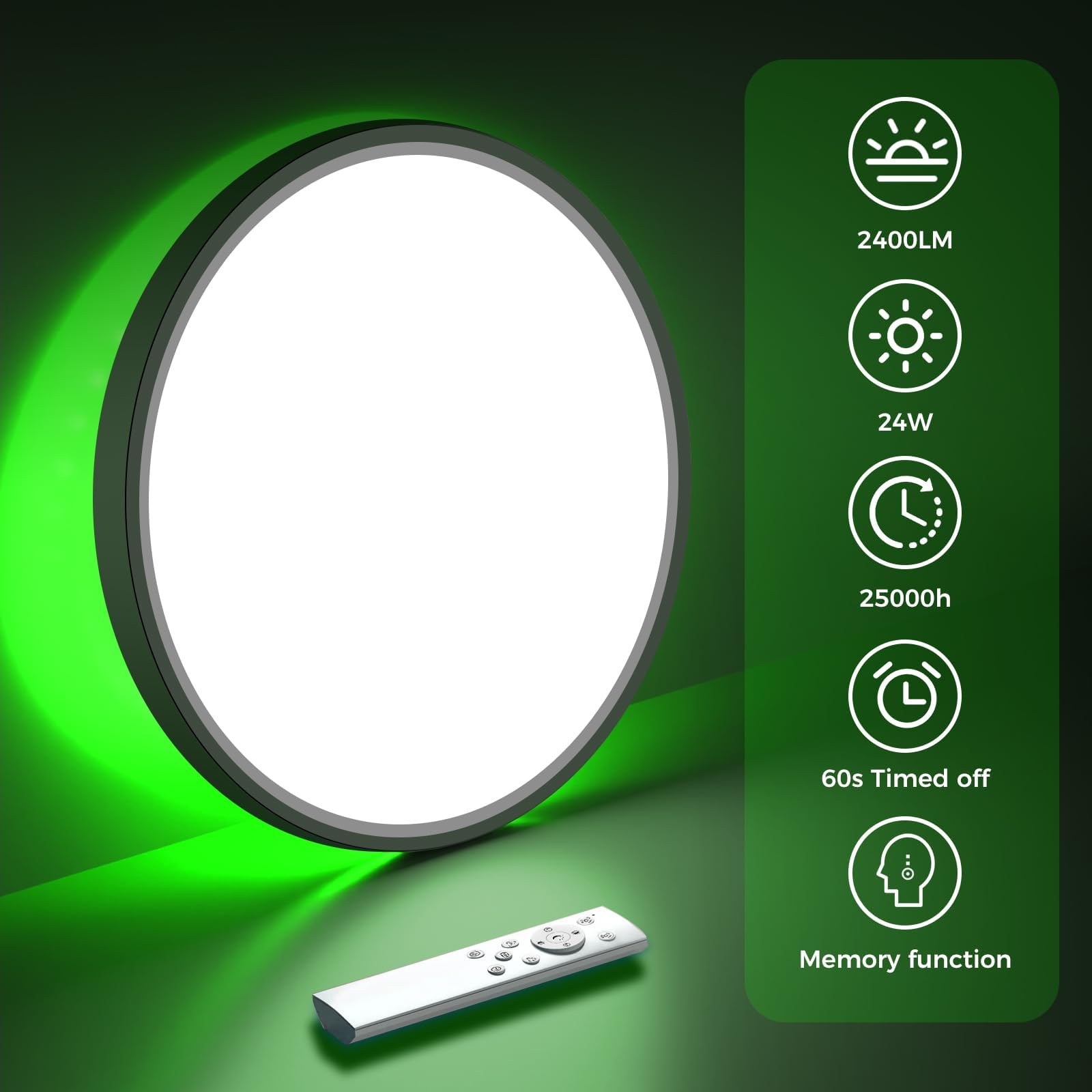 zemty LED Deckenleuchte mit Fernbedienung, 3000-6500K Dimmbar Deckenlampe RGB Farbwechsel, Wasserfest Badezimmer Lampe Decke für Schlafzimmer Kinderzimmer Jugendzimmer 29CM Schwarz