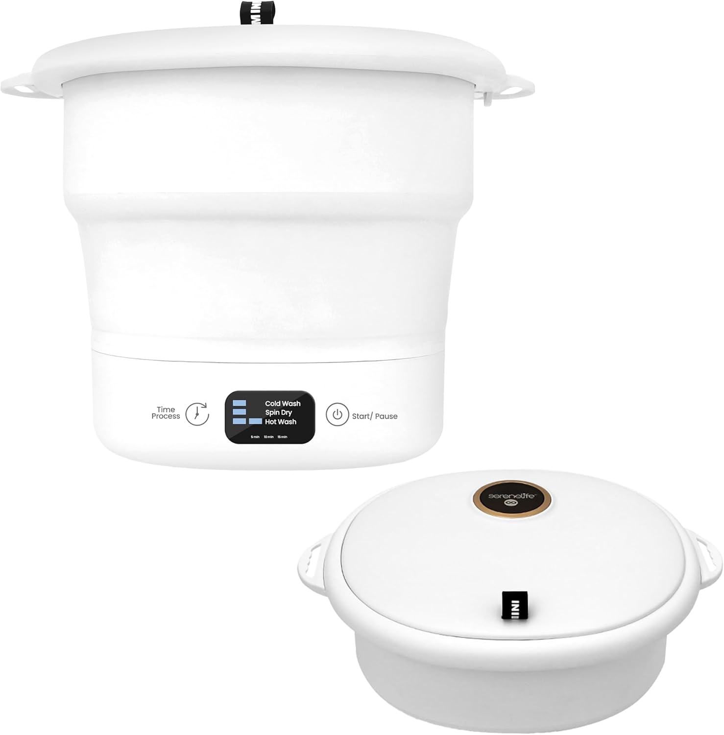 SereneLife Portable Mini Washing Machine, Foldable Bucket Washer with Handle and Lid, Lightweight Compact Travel Washer for Clothes, Ideal for Camping, RVs, Dorms, Apartments, and Travel Use