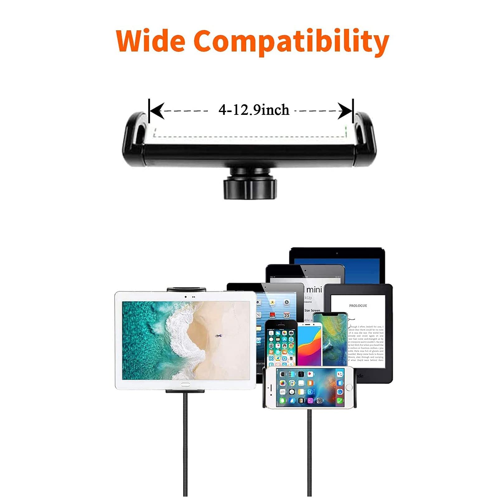 Supporto da Pavimento Supporto da Pavimento per Tablet a Collo di Cigno Supporto per Tablet Supporto Regolabile in Altezza Supporto da Pavimento per iPad/Samsung Tab/iPhone/Switch e disposit