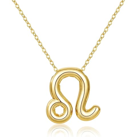 KissYan Zodiac Necklace, 14K Gold Plated Bubble Constellation Horoscope Sign Pendant Astrology Jewelry Birthday Gifts for Women