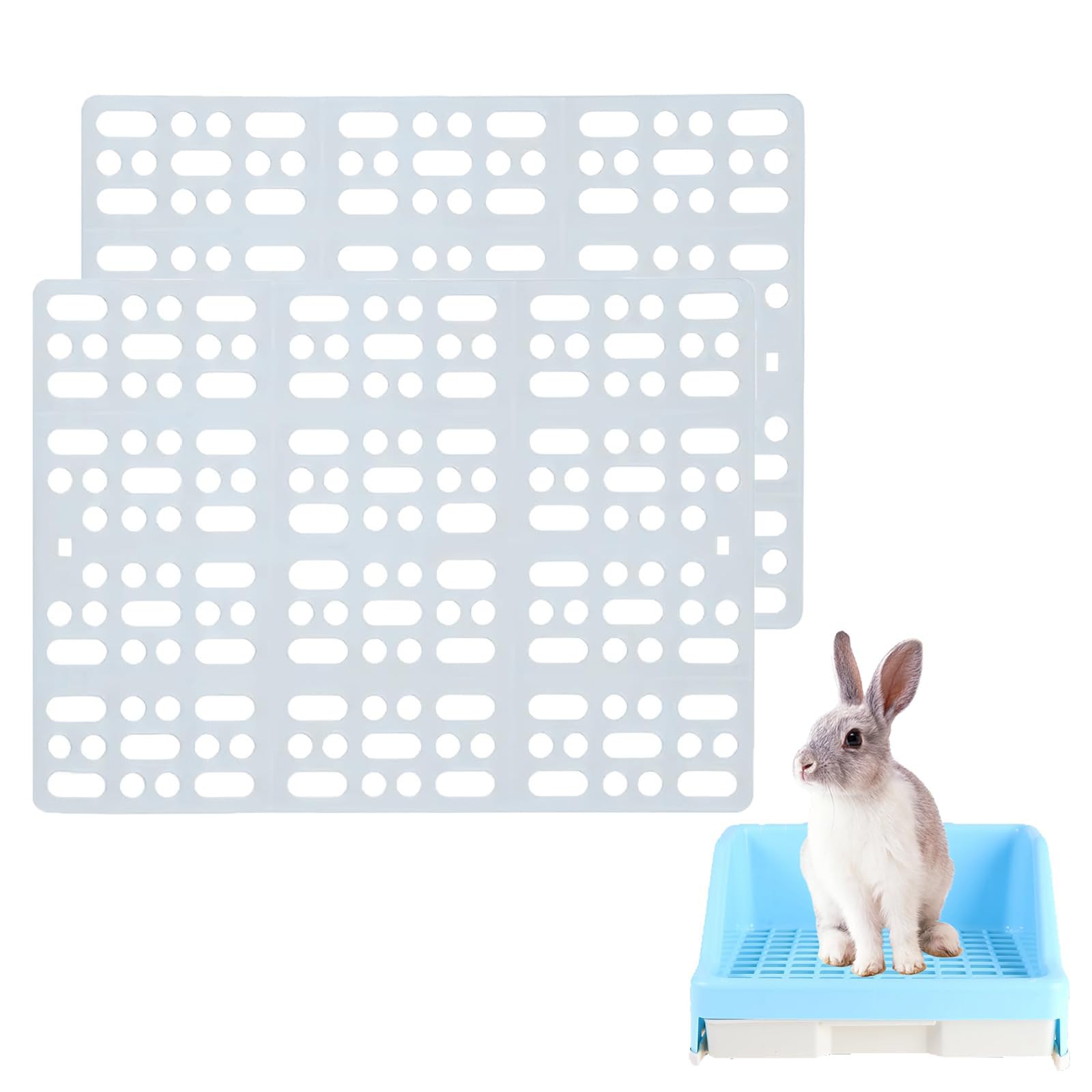 2 Pcs Rabbit Cage Mat, Rabbit House Mat, Intensification Milky White Guinea Pig Cage Pet Foot Mat Do not Stick Pet Feet Suitable for Rabbit Guinea Pig Hamster-image-42
