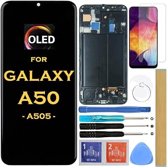 Screen Replacement OLED LCD Display Touch Digitizer Assembly for Samsung Galaxy A50 2019 A505 SM-A505F A505FN A505W A505U A505U1 6.4" OLED TYPE WITH FRAME