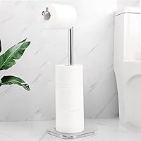 Vista 1 de Soporte de papel higiénico, almacenamiento de papel higiénico independiente para baño, soporte de papel higiénico de acero inoxidable con reserva