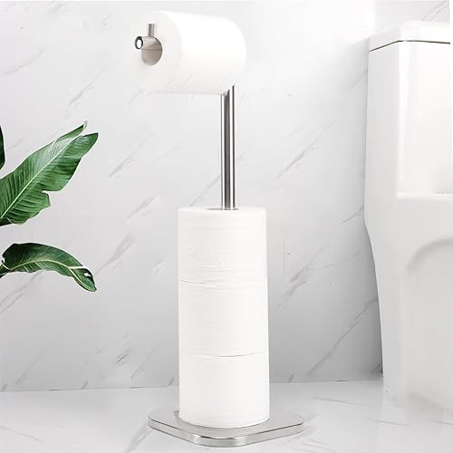 Soporte de papel higiénico, almacenamiento de papel higiénico independiente para baño, soporte de papel higiénico de acero inoxidable con reserva