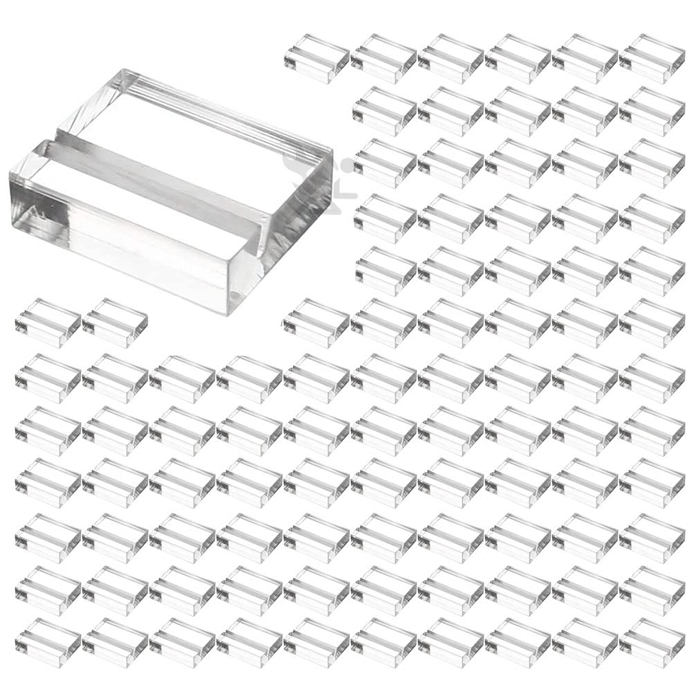 OnFireGuy 96pcs Place Card Holder Display Stands 1.25" Acrylic Card Holders for Wedding Place Cards Table Numbers Product Labels Slotted Name Place Card Sign Display Stands