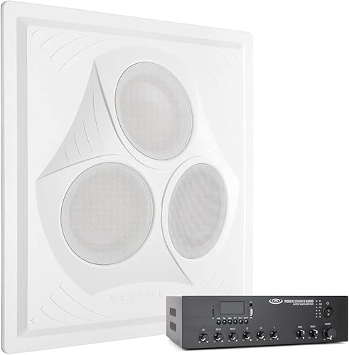 Pure Resonance Audio VCA8 Paquete de altavoces de techo con amplificador mezclador Bluetooth MA30BT de 30 vatios y cable de altavoz, sistema de