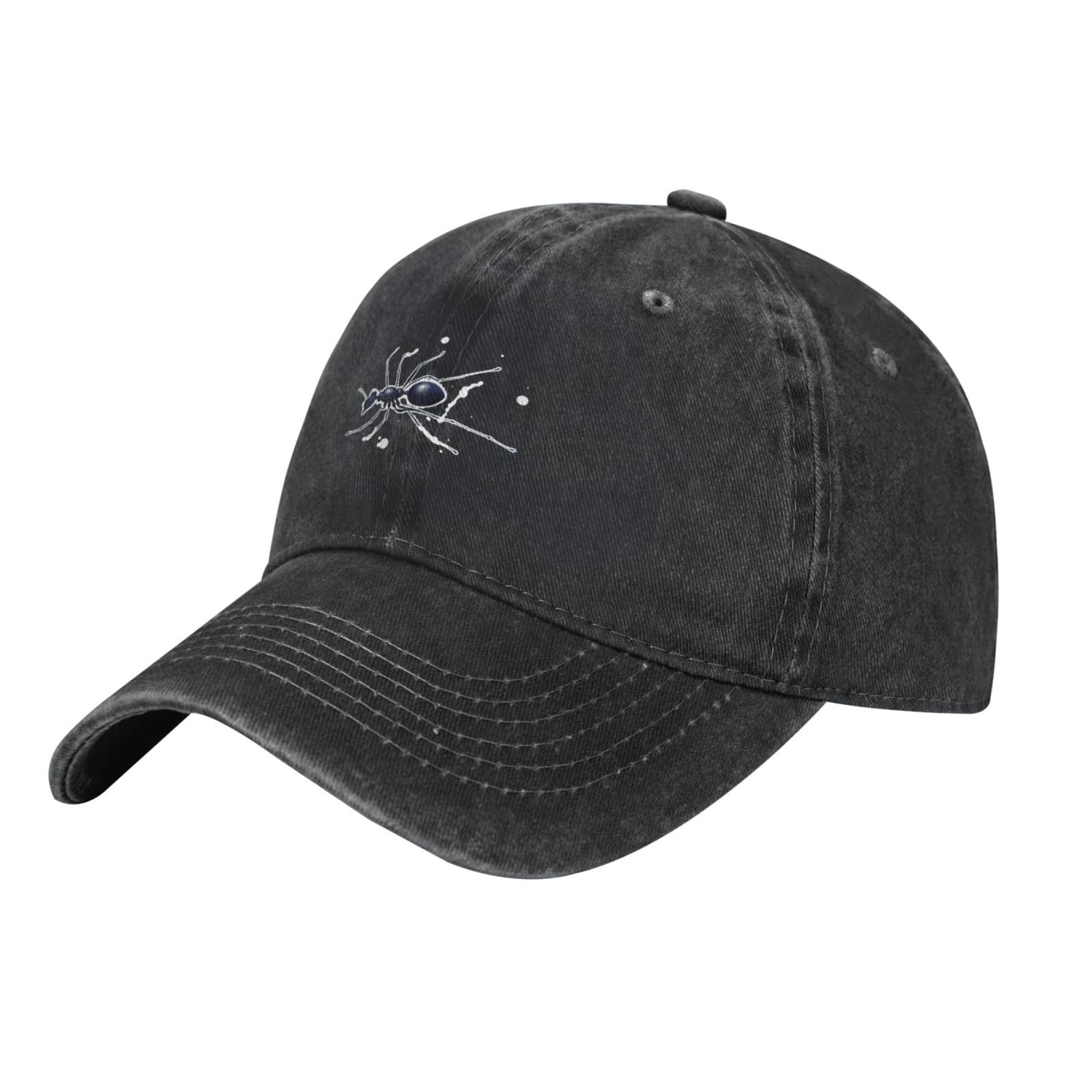 Yyhhaofa Unisex Black Ant Trend Pattern Prints Washed Cowboy Baseball Cap For Adults - Stylish And Breathable Hat, One Size