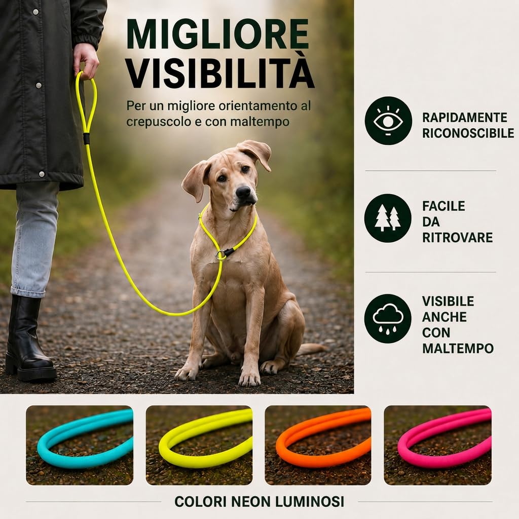 Romneys Moxon, guinzaglio Biothane Neon Pro, realizzato a mano in Germania, impermeabile, per allenamento e caccia, al neon, robusto e resistente alle intemperie, lunghezza 130 cm x 6 mm (giallo