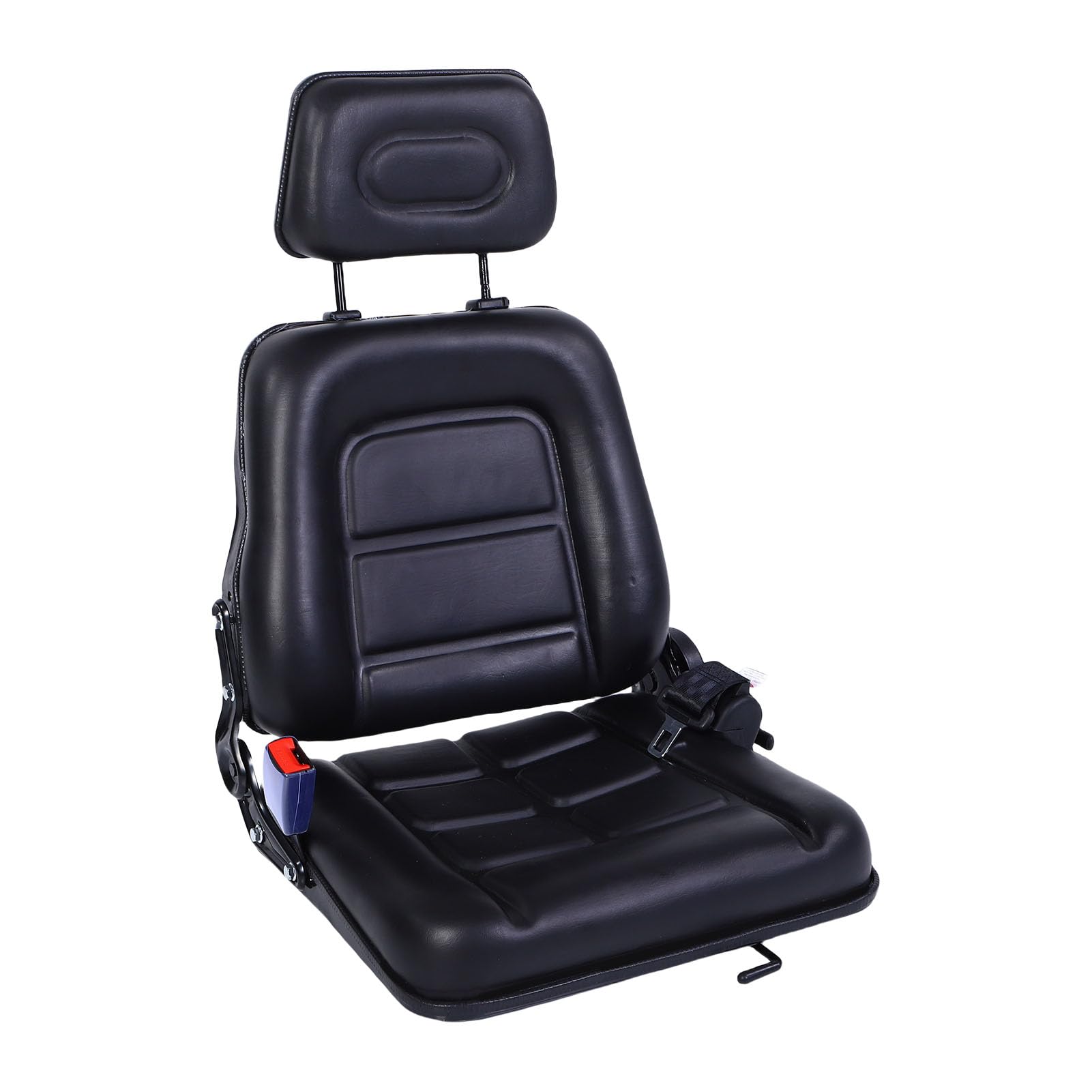 Jeffergarden Sedile per Trattore Universale Sedile per Carrello Elevatore in Pelle PVC con Schienale Regolabile Binario di Scorrimento da 30 a 180 Gradi 3,15 Pollici per Tosaerba Skid Loader Terna