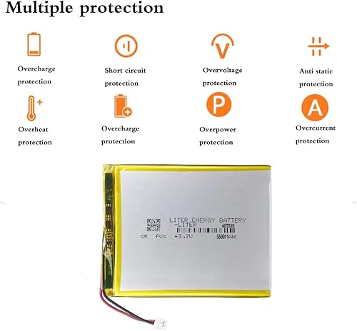 Miniatura 3 de 3.7V 407595 5500mAh batería de iones de polímero de litio recargable batería de polímero con conector JST 0.079 in