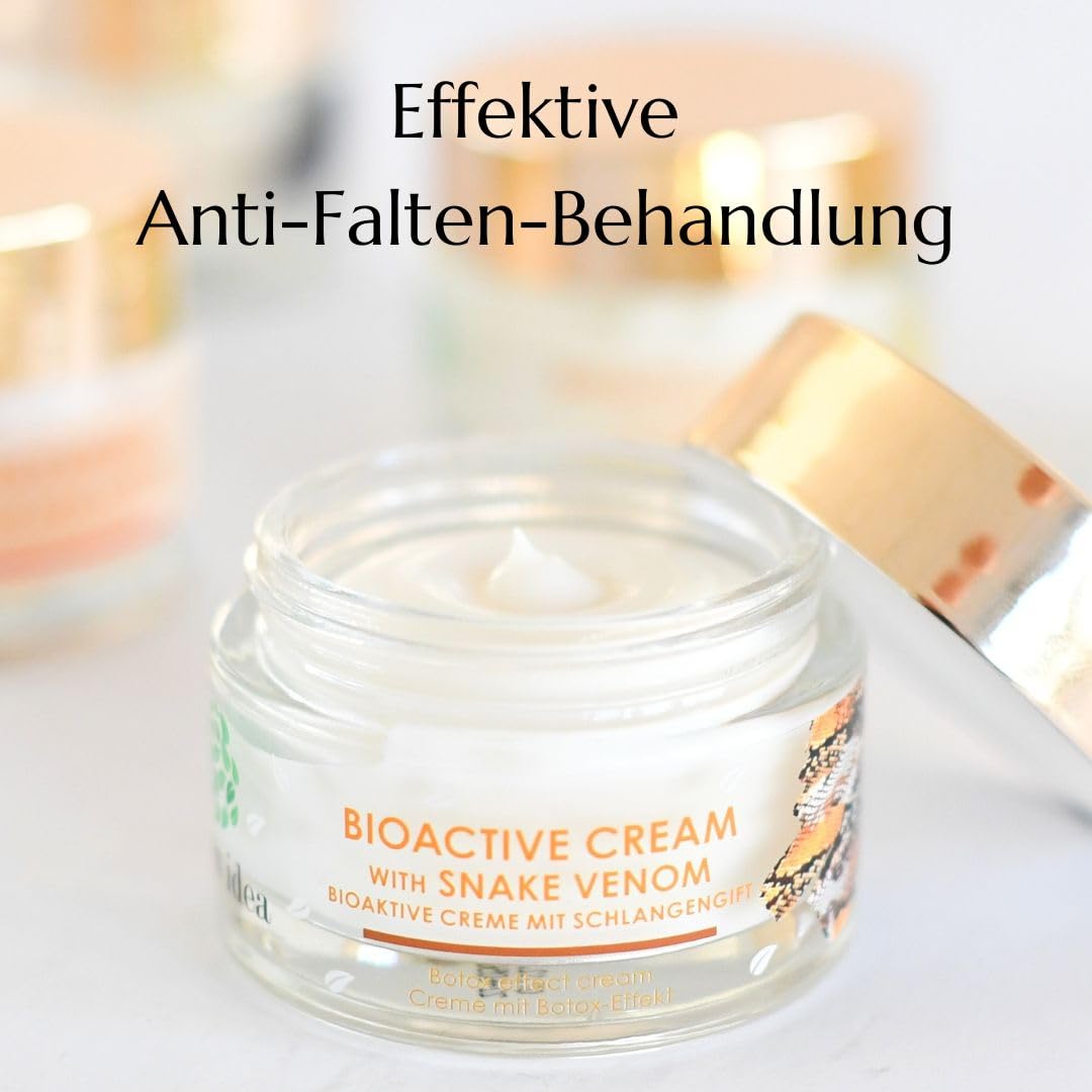 Green idea Schlangengift Gesichtscreme mit Hyaluron & Arganöl – Peptide Creme Straffende Anti Aging für reife Haut – Feuchtigkeitsspendende Gesichtspflege - Gesicht, Hals & Dekolleté – 50 ml