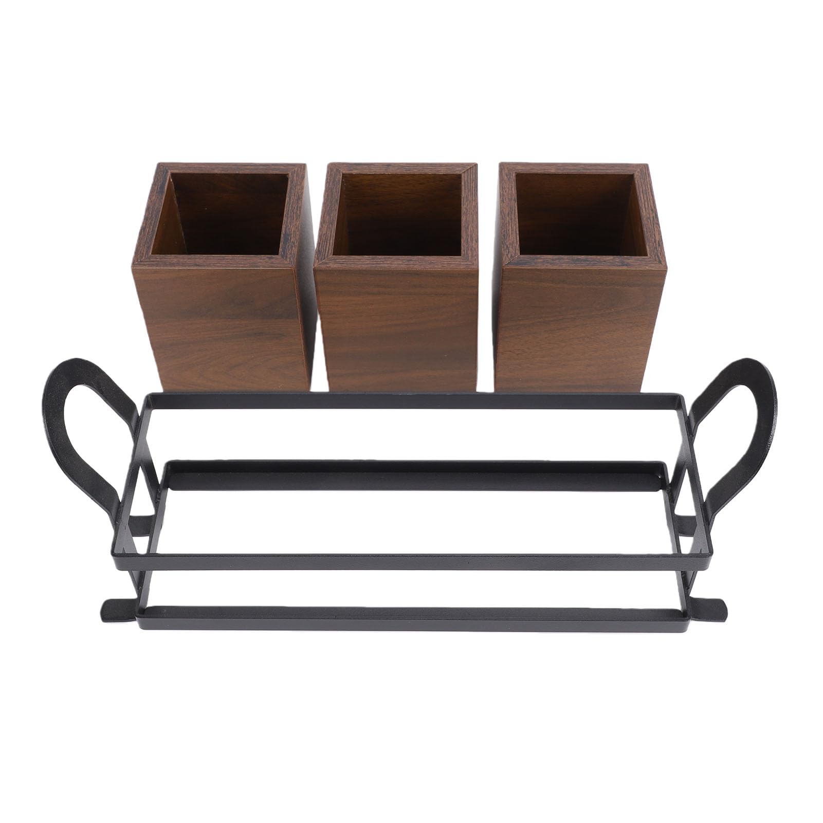 Tnfeeon Besteckkasten aus Holz mit 3 Fächern, Herausnehmbarem Metalltablett und Weichen Unterlagen für Gabeln, Löffel, Essstäbchen und Mehr – Ideal für Küche und Esszimmer. (Besteck-Organizer)