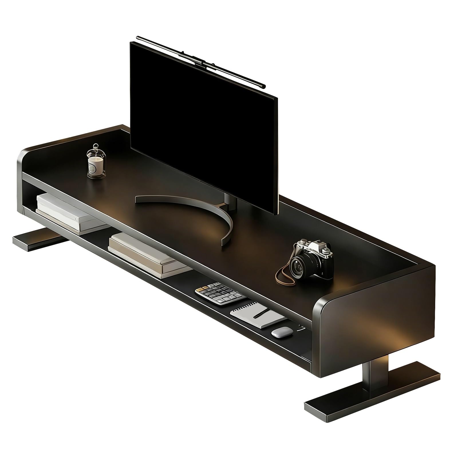 Monitor Riser for Desk, Computer Screen Stand Organizer, Desktop Shelf to Raise Display for Office Home and Student Workspace(Black,19.6in/50cm)