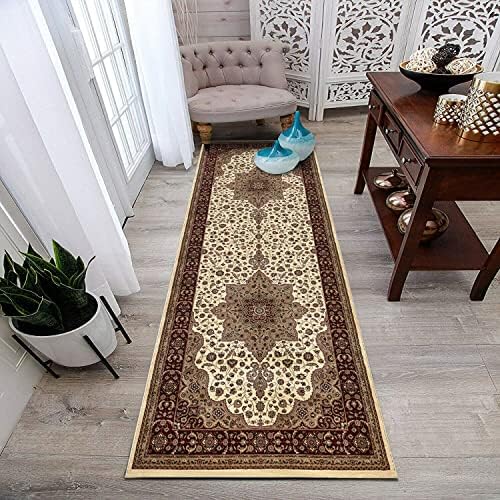 renoazul® Turkish Rugs Living Room Extra Large Mat - 280 x 380 cm - Beige - Rome Traditional Vintage Rug Floral Pattern Wide Area Rug Carpet