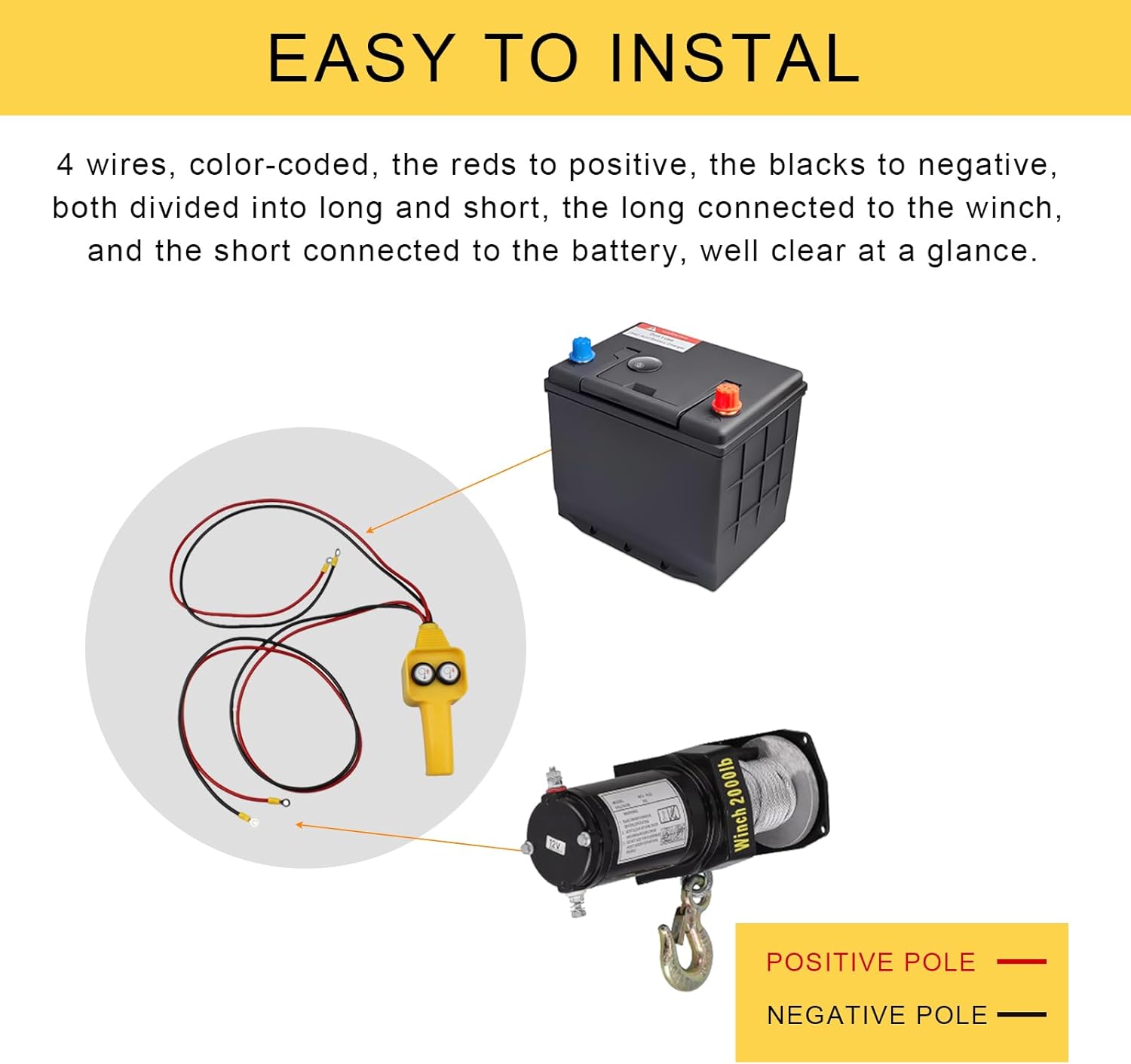 Winch Handheld Control Replacement Winch Remote Hand Control Assembly for 12V 1500lbs to 5000lbs Electric Winch,12V UP-Down Crane Pendant Hand-held Control Station