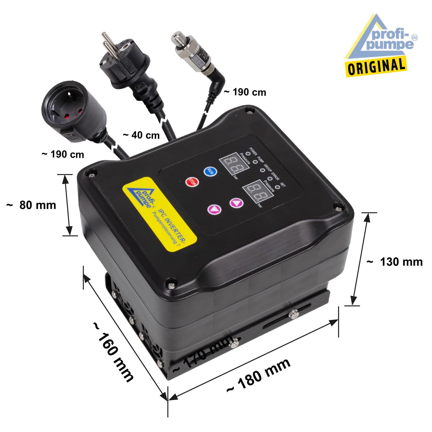 INVERTER-PUMPENSTEUERUNG 7 Verkabelt Druckschalter Druckwächter Automatic-Controller Durchflusswächter für Hauswasserwerk Pumpe Brunnenpumpe 1,5KW 1 * 230V/1 * 230V Energie Sparen Kosten Senken