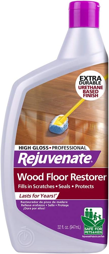 Rejuvenate Professional Wood Floor Restorer and Polish with Durable Finish Easy Mop On Application High Gloss Finish 32oz Microfiber Bonnet Applicator