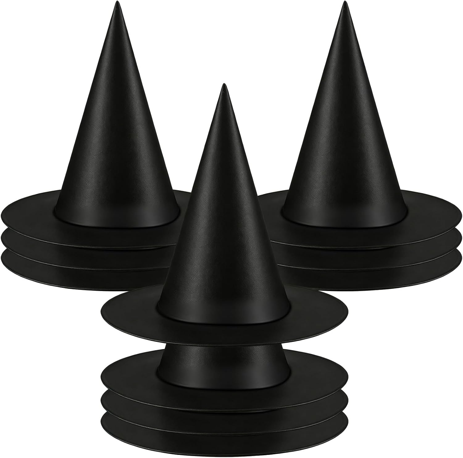 Halloween Witch Hats Decorations, 10 PCS Hanging Floating Witch Hats Bulk with 157FT Fishing Line, Black Wizard Hat Decor for Outdoor Indoor Porch Yard Party Supplies Costume Accessory