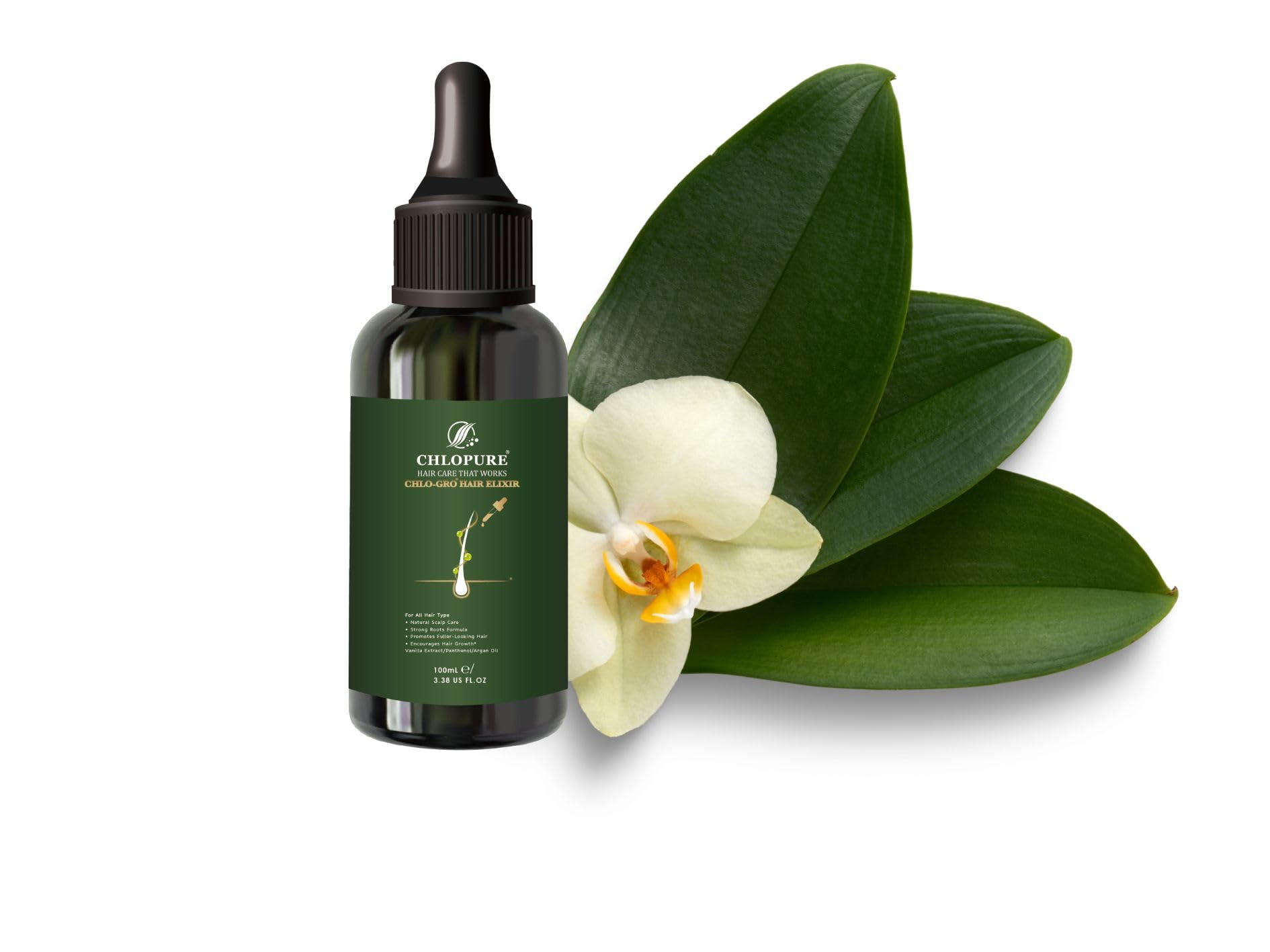 CHLO-GRO Hair Elixir, Hair Growth Serum, Promotes Thicker, Fuller Growth, Natural Scalp Serum for Men & Women with Argan Oil