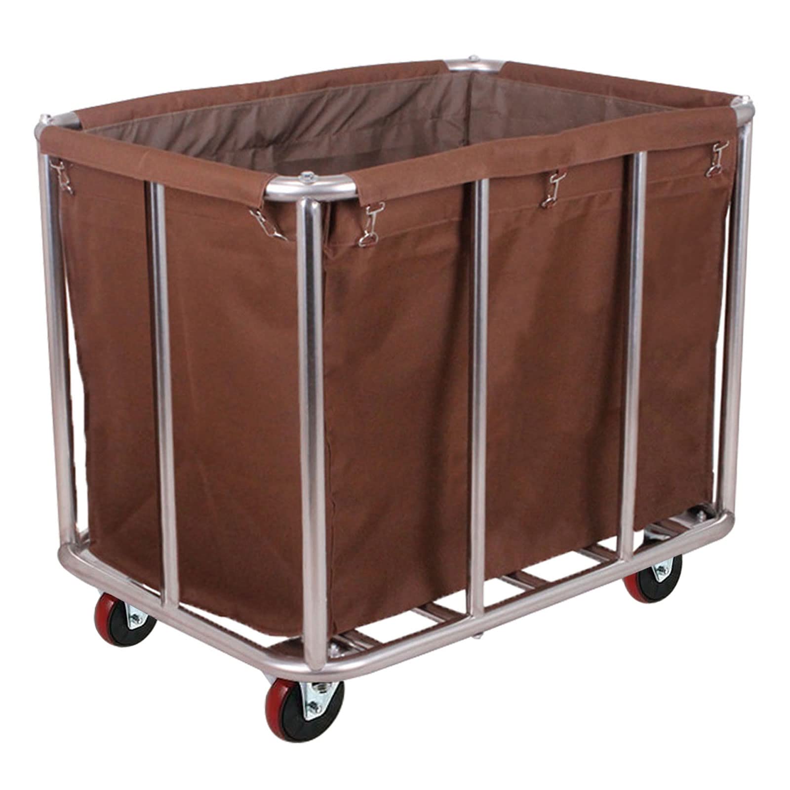 Commercial Laundry Cart on Wheels, 11.35 Bushels Large Roller with Removable Waterproof Canvas Lined Basket, Heavy Duty Stainless Steel for Hotels and Hospitals