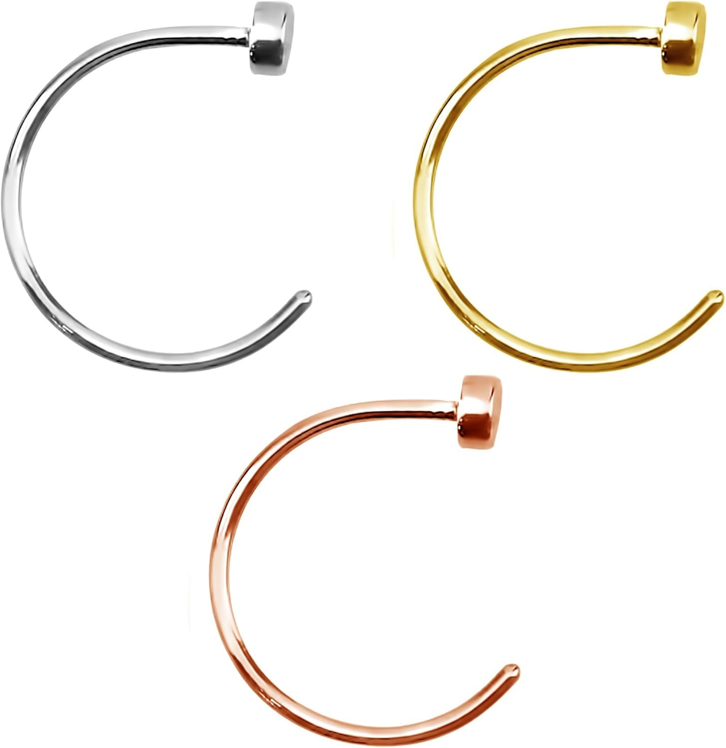 Forbidden Body Jewelry Nose Ring Hoop – Comfort Fit in Surgical Steel, Rose Gold, Yellow Gold (18G-22G, 8-10mm)