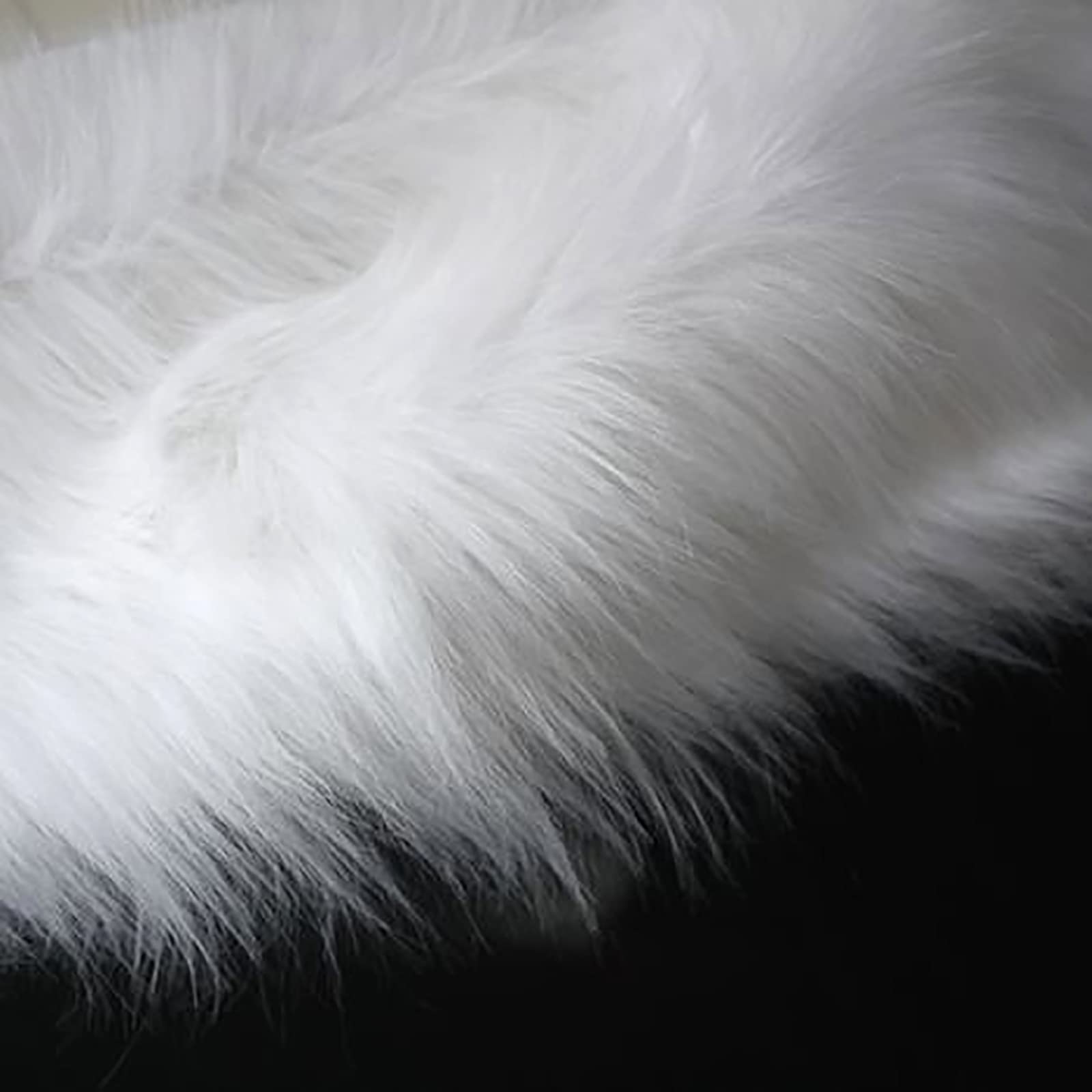 Yimihua Long pile faux fur material Faux fur fabric fluffy fabric plush fabric for Costume Fashion Rugs Props Backdrops Cosplay Chair decoration 150cm*50cm(Color:White)