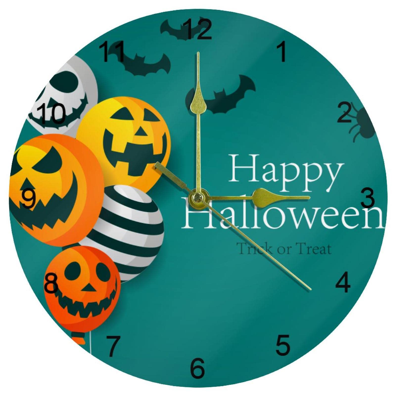 Horloge murale silencieuse pour Halloween avec chiffres arabes