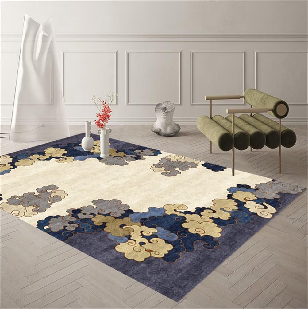 Tapis de chambre fille bleu doux motif floral pour créer un espace de jeu élégant