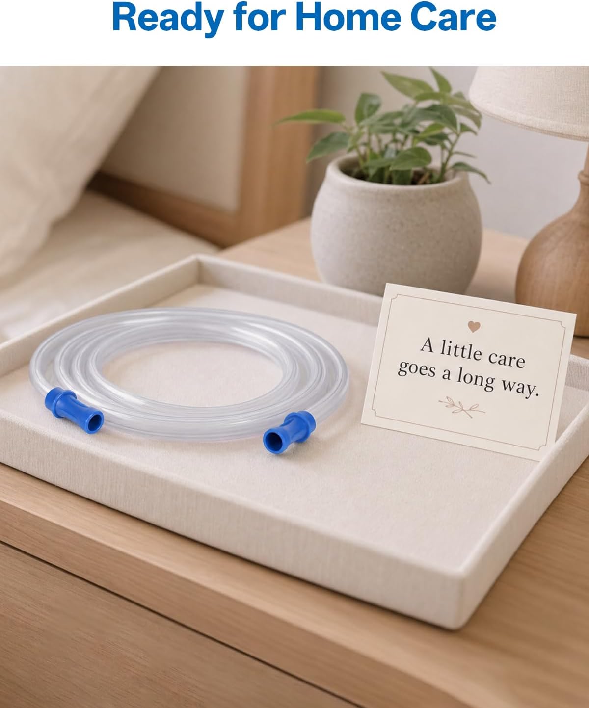 Replacement Suction Tubing Compatible with PureWick PW100 Collection System, Clear Flexible Connection Tube with Blue End Connectors, Tubing Only