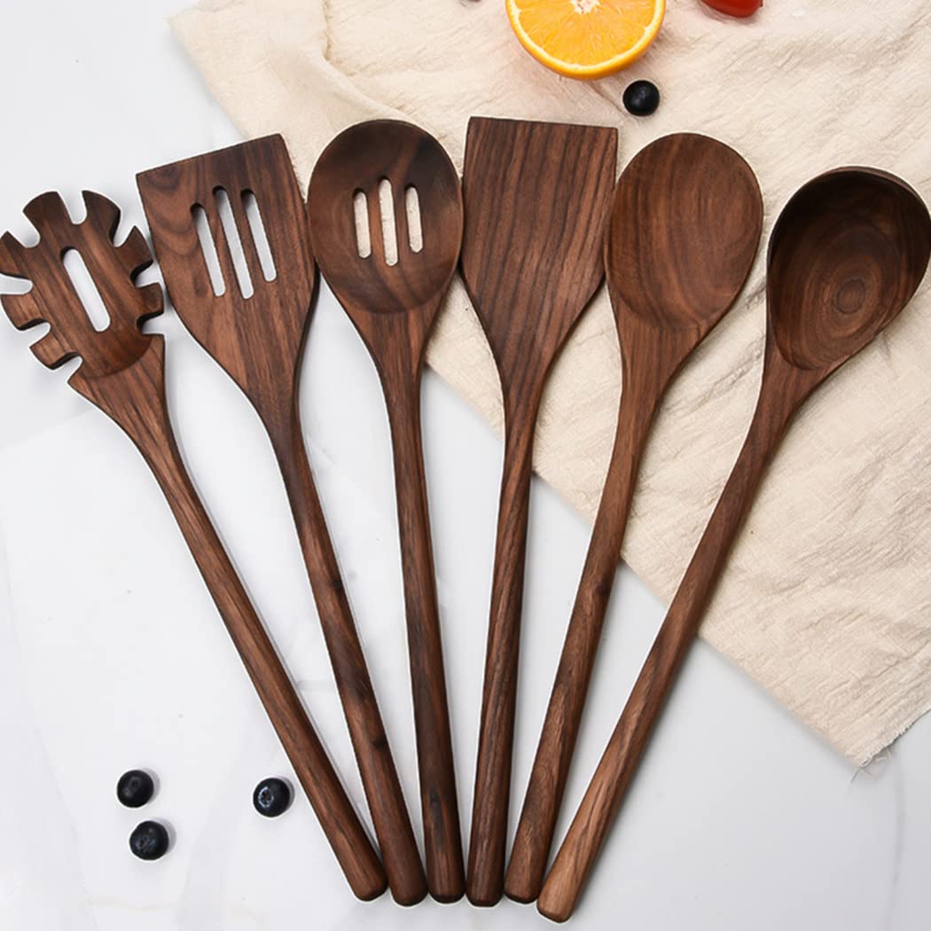 Spatule en bois anti-rayure et louche en noyer fait main pour protéger vos poêles