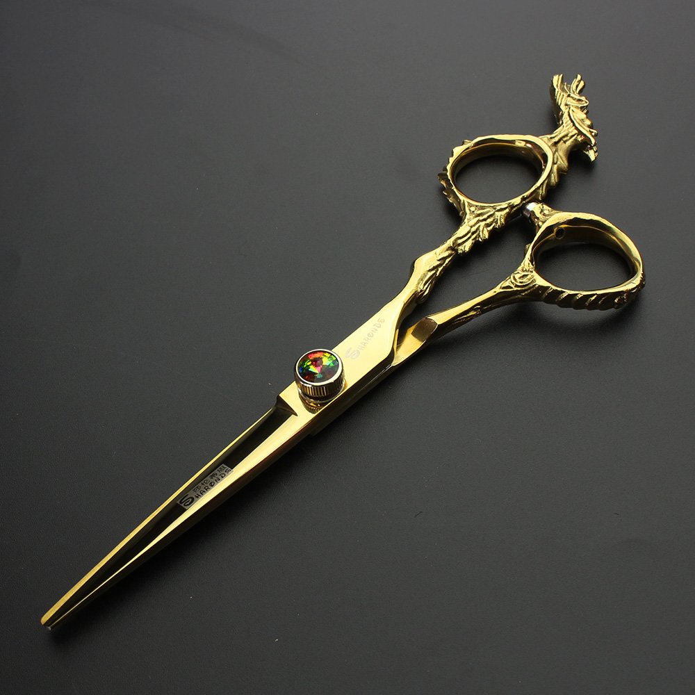 6 'Barber Golden China Dragon Design Tijeras de peluquería profesional y tijeras de entresacar (2pcs)