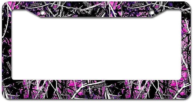 Auto Car Tag Frame Aluminum License Plate Frame Muddy Camo Wildfire Purple Camouflage License Plate Frame with 2 Holes Car Accessories for Women Men Gifts 6"x12"