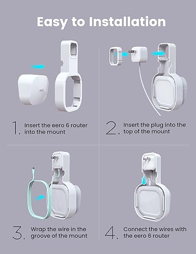 Miniatura 6 de Soporte de pared para eero 6 sistema Wi-Fi de malla soporte para extensor eero 6 el soporte de pared de salida más simple sin cables desordenados