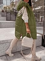 Vista 3 de Danedvi Chaleco de invierno con capucha para mujer, con cremallera lateral, casual, sin mangas, abrigo largo