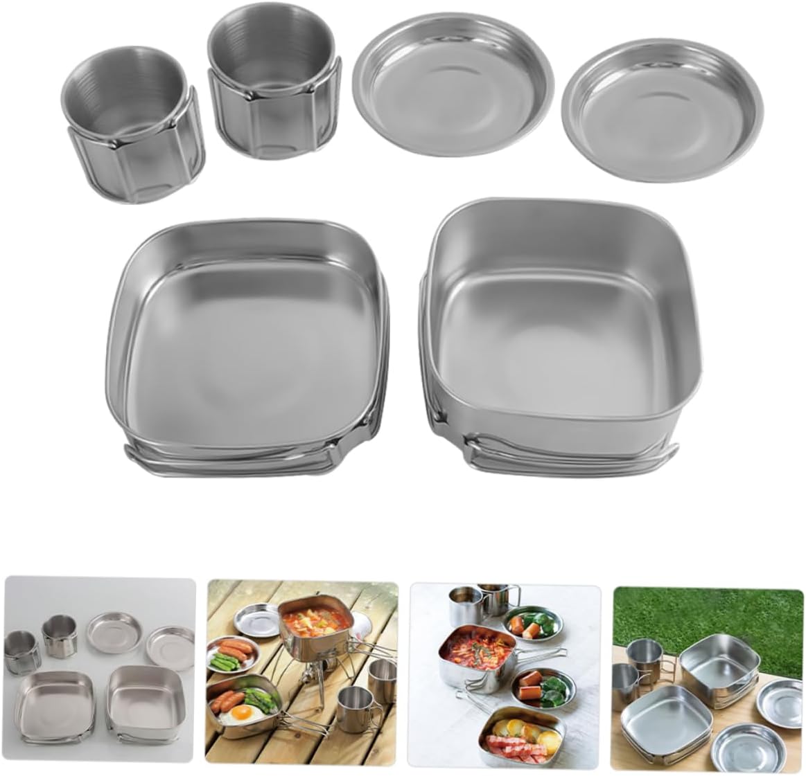 SUPVOX Camping Silverware Set Camping Pots and Pans Outdoor Picnic Cookware Lightweight Pan for Travel Home
