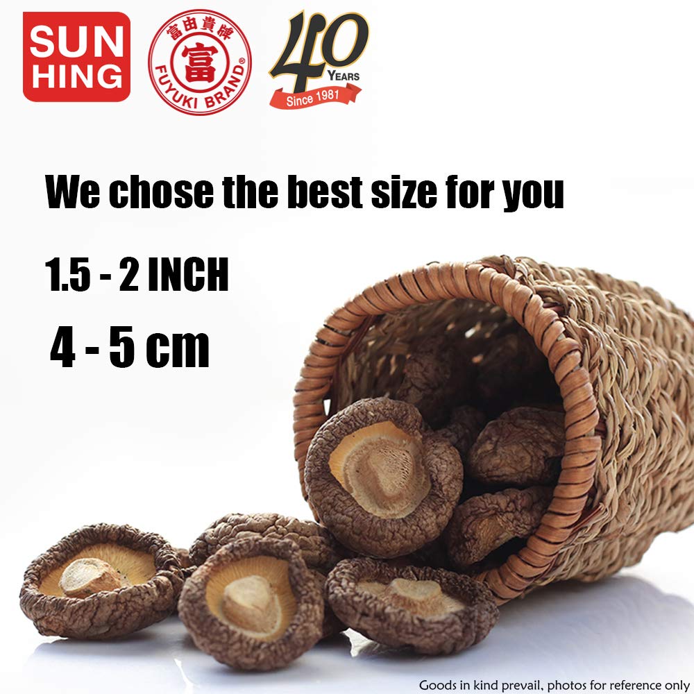 FUYUKI Dried Mushrooms Dried Shiitake Mushrooms Dehydrated Mushrooms 16 oz., 4-5cm Premium Top Grade Shiitake Mushrooms Wild Grade AAA Natural Grown Mushroom