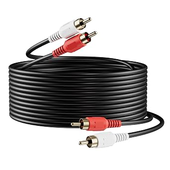 RCA Cable 25ft,2RCA Male to 2RCA Male,Audio Stereo Subwoofer Cable [Hi-Fi Sound] Auxiliary Audio Cord for Home Theater, HDTV, Amplifiers, Hi-Fi Systems,Speakers and etc