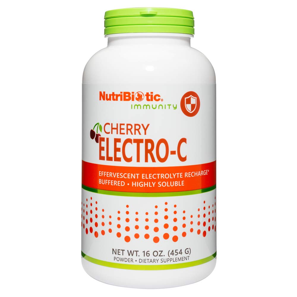 NutriBiotic - Cherry Electro-C Vitamin C & Electrolyte Powder, 16 Oz | 850 Mg Vitamin C Per Serving | Effervescent Electrolyte Recharge | Buffered & Highly Soluble | Non-GMO & Gluten Free
