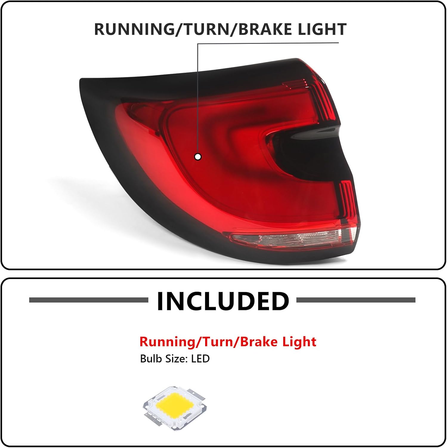 Huray Left LED Tail Light Fit for Chrysler Pacifica 2021-2025 LH Outer Taillight Rear Brake Lamp Assembly OE Style Accessory Replacement for CH2804122 68424931AB (Driver Side)