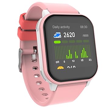 Zoook Dash Junior Smart Watch for Kids - 8Games, 10Alarms, 6sports Modes, 100+Watch Faces, Step Counter, Water Reminder, IP 68 Water-Proof, Heart Rate, Child Lock, Sleep Monitor, 7days Battery(Pink)