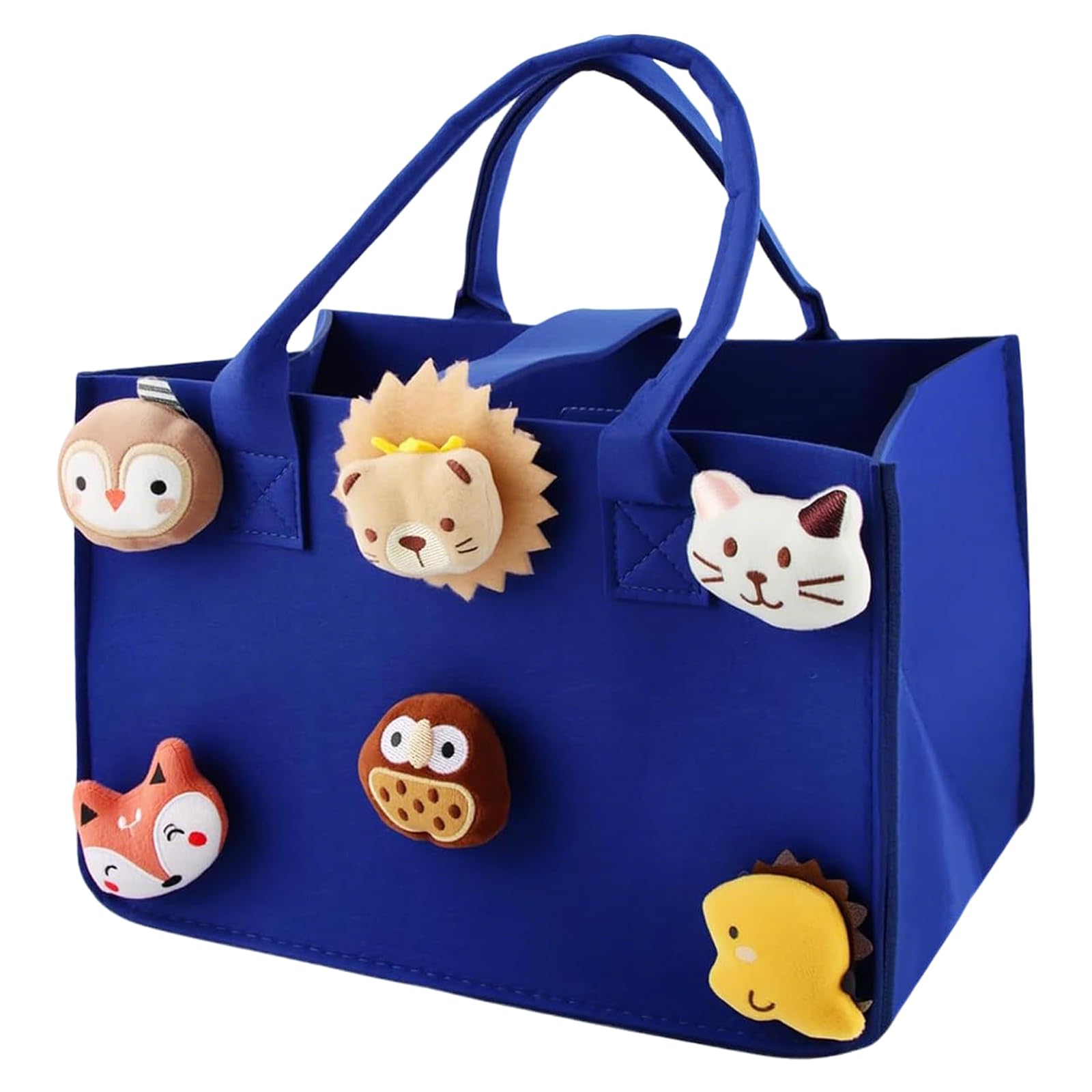 BRTNUP Felt Storage Bag with Handle, Foldable Felt Storage Bag for Kids Large Capacity Felts Bag Shopping Basket Thick Children's Felts Bag with Handle for Holidays Birthday Christmas Presents (Blue)