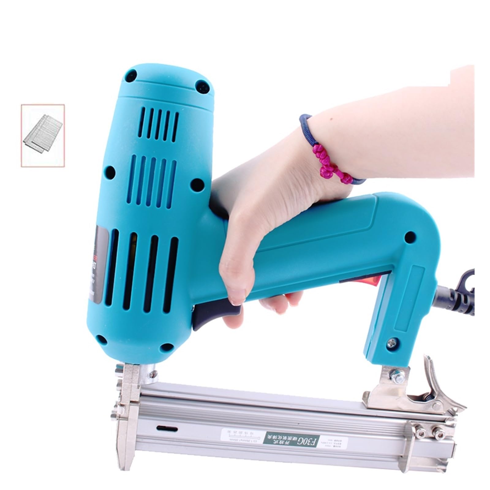 Pistolet do gwoździ, 1800W elektryczny pistolet do gwoździ bez zablokowanego F30 prosty pistolet do gwoździ gwoździarka narzędzia do obróbki drewna pistolet do gwoździ ze stali