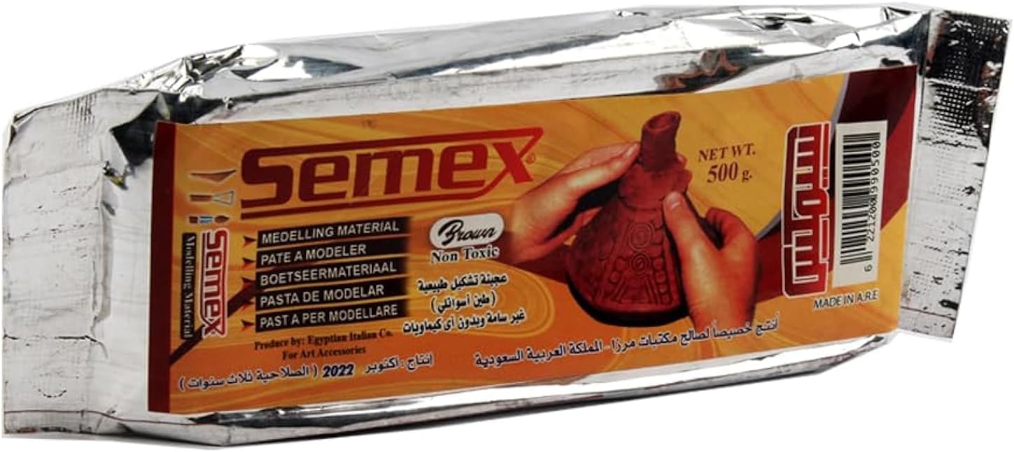 طين أسواني للتشكيل من سيمكس، لون بني، 500 جرام، قطعة واحدة : Amazon.eg