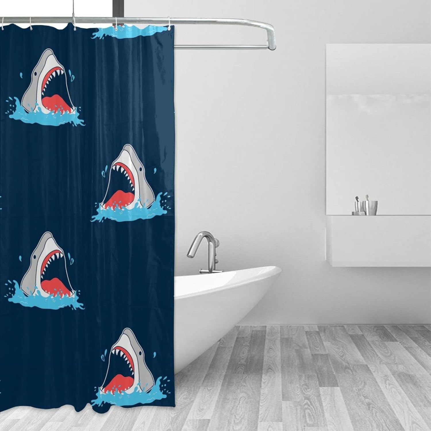 シャワーカーテン ユニットバス用 防カビ おしゃれ サメ柄 61 以上節約 フカ柄 かっこいい ブルー バスカーテン 90cm 防水 速乾 リング付属 取り付け簡単 風呂 間仕切り 遮像 厚手 浴室 カーテン バス バス用品 目隠し用 洗面所 ホテル用雑貨 Muooua シャワーカーテン ユニットバス用 防カビ おしゃれ サメ柄 61 以上節約 フカ柄 かっこいい ブルー バスカーテン 90cm 防水 速乾 リング付属 取り付け簡単 風呂 間仕切り 遮像 厚手 浴室 カーテン バス バス用品 目隠し用 洗面所 ホテル用雑貨 Muooua