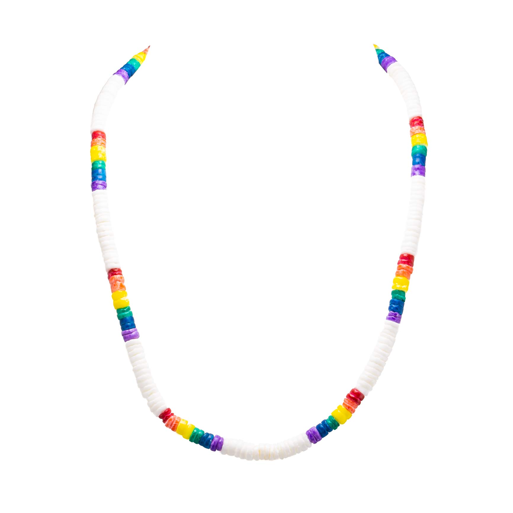BlueRica2 Piece Set ~ White & Rainbow Colored Smooth Puka Shells Necklace & Anklet