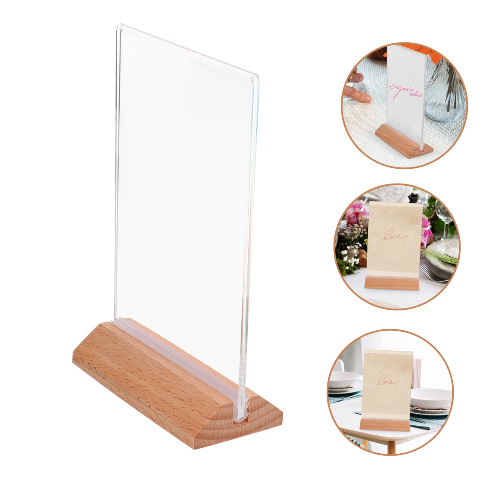 MAGICLULU 6stücke Acryl-displayständer Transparent mit Holzsockel für Schilder Poster Präsentationen Tisch-aufsteller Leicht zu Transportieren