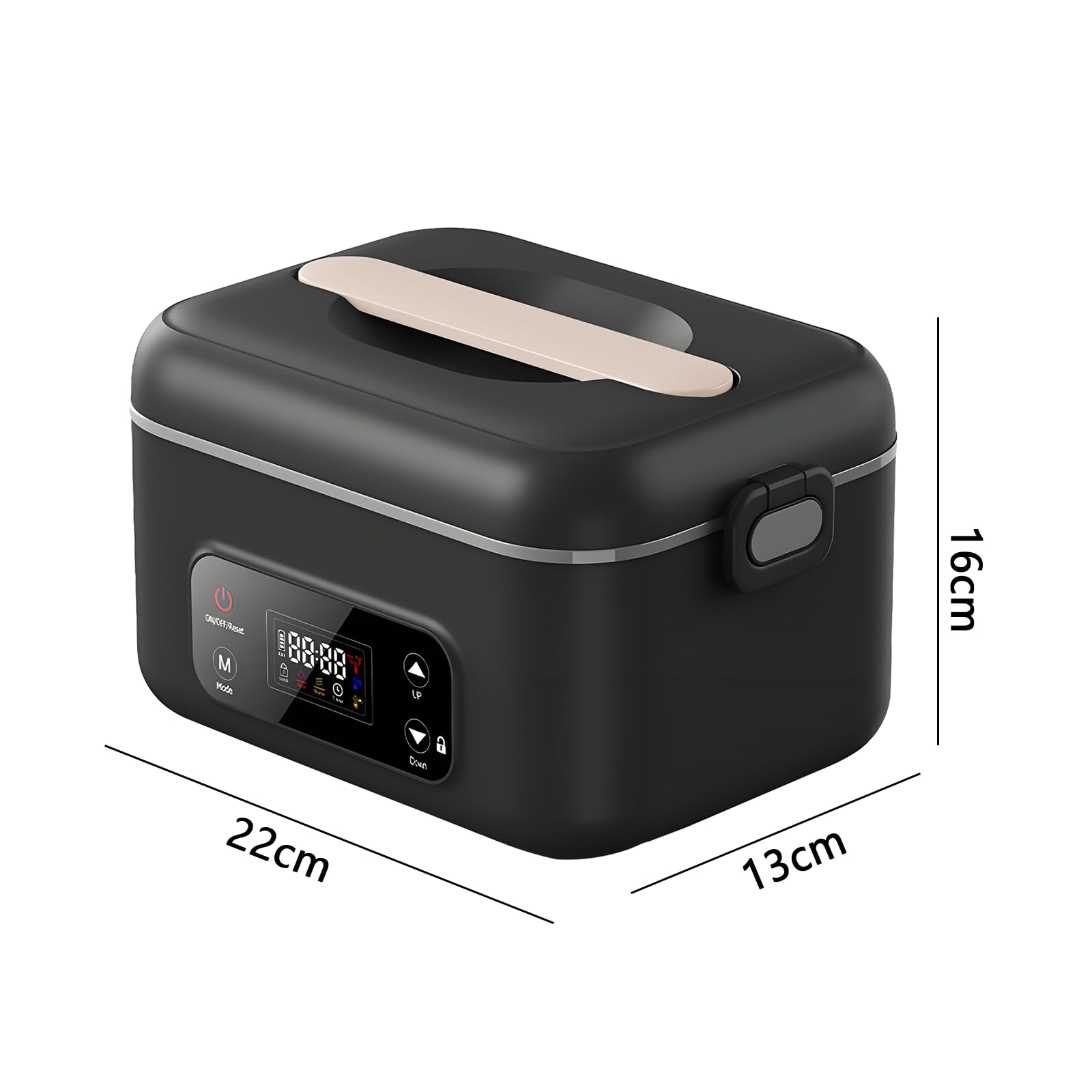 1 l beheizter Futternapf mit Akku, elektrische Lunchbox, kabellos, für Erwachsene, 16000 mAh, wiederaufladbar, beheizte Lunchbox mit Timer für Reisen, Büro, Picknick (schwarz)