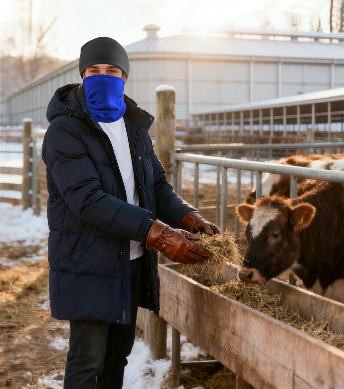 Double-layer Thick Fleece Ski Neck Gaiter, Winter Scarf Face Mask for Men Women, Warmer Beanie for Big Heads - Image 6