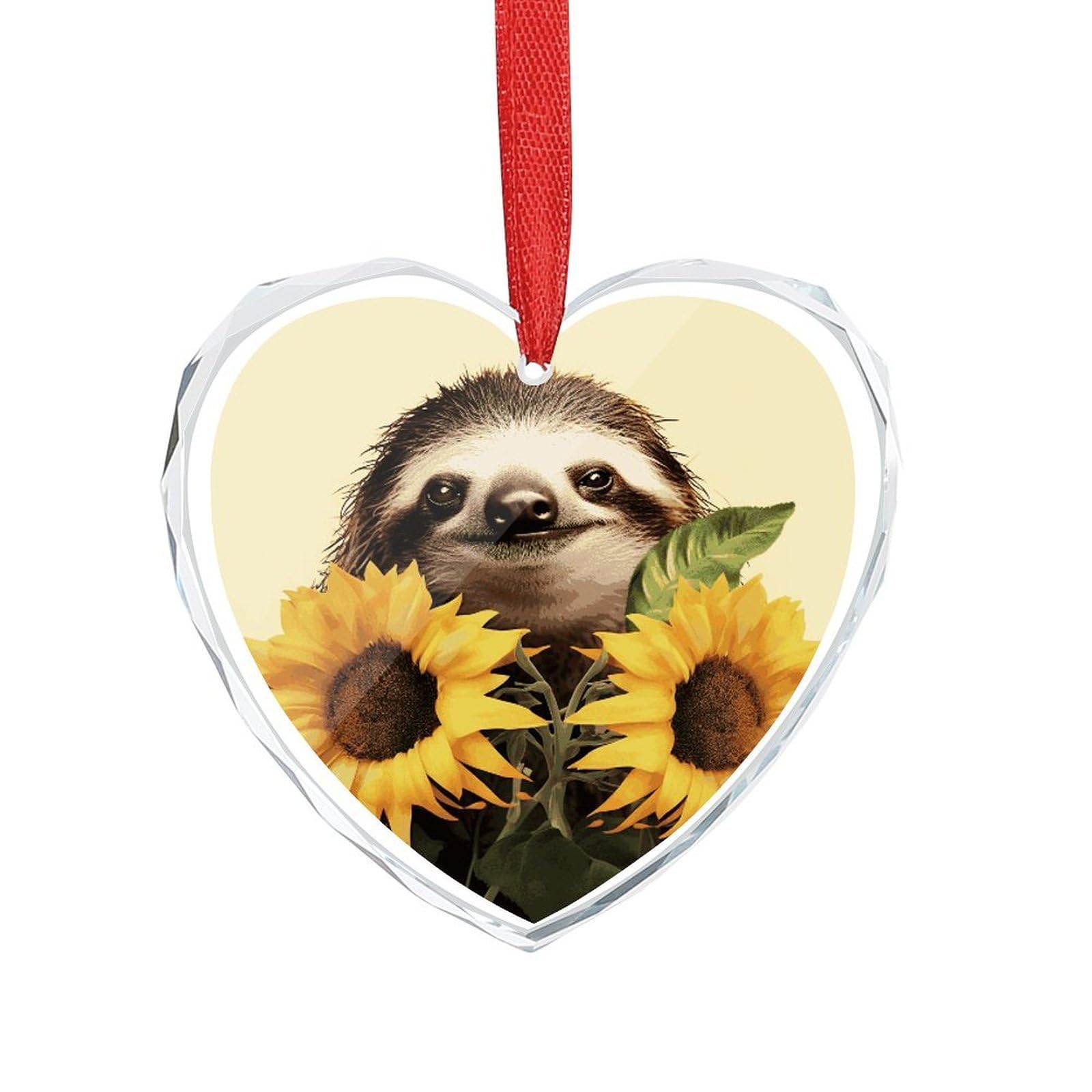 Wsoihfec Style Sloth Sunflower Engagement Gifts For Couples, Glass Ornaments Just Married Bridal Shower Decor, Heart Keepsake Decor For Bride & Groom