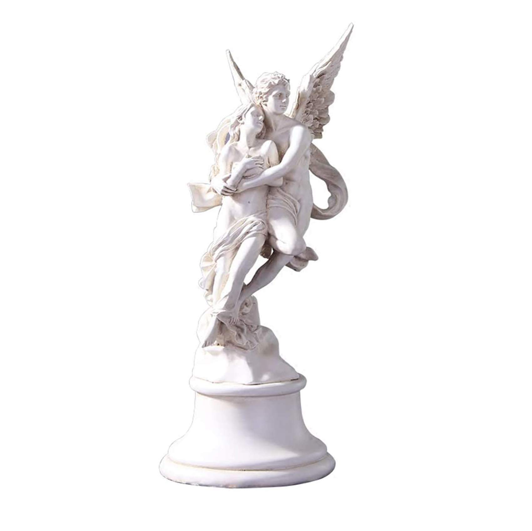 JHKJRomantic Lovers Statue,Cupid and Psyche Statue, Greek Mythology Figure Sculpture Statue Home Living Room Decorations Gift,White,B